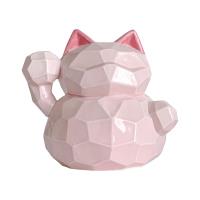 CERAMIC GEOMETRIC LUCKY CAT PINK H&S